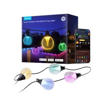 Набір світлодіодних ламп Govee H7025 Outdoor Clear Bulb String Lights, 15м, RGBIC/Warm White, WI-FI/Bluetooth, чорний H7025CB1 фото