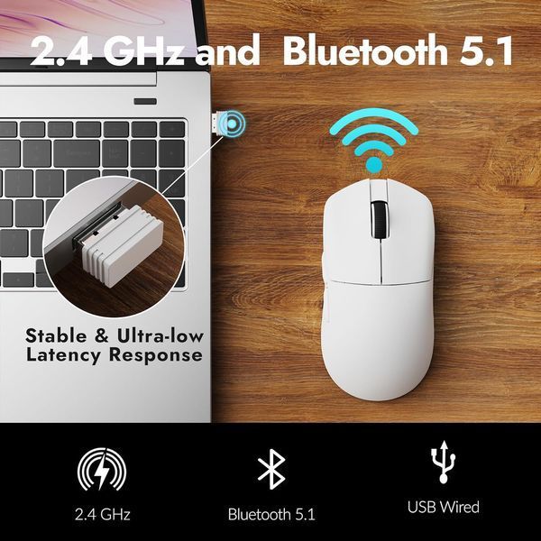 Миша Lemokey G1 USB-A/USB-C/WL/BT, 8K, білий G1-A2 фото