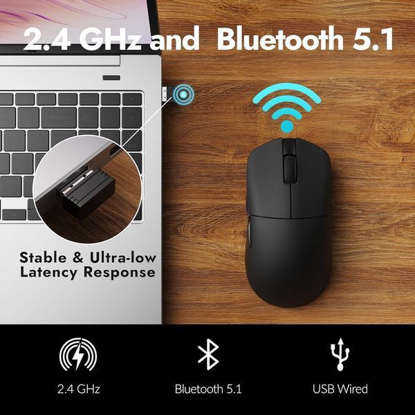 Миша Lemokey G1 USB-A/USB-C/WL/BT, 8K, чорний G1-A1 фото