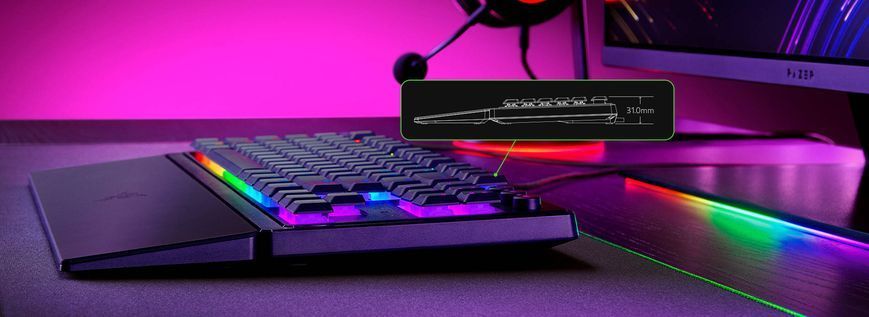 Клавіатура механічна Razer Ornata V3 TKL 84key, Mecha-Membrane Switch, USB-A, EN/UK, RGB, чорний RZ03-04881800-R371 фото