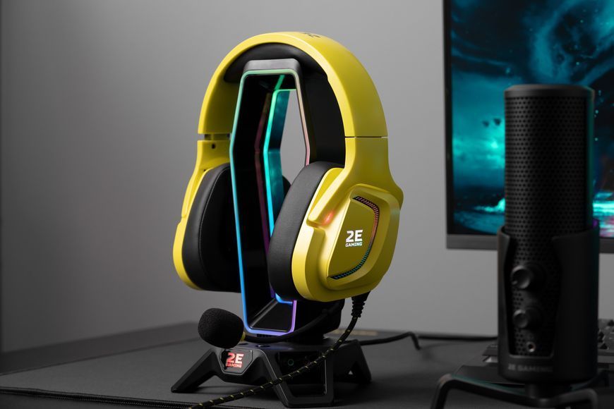 Гарнітура ігрова 2E GAMING HG340, mini-jack/dual 3.5mm, RGB, 2м, жовтий 2E-HG340YW фото